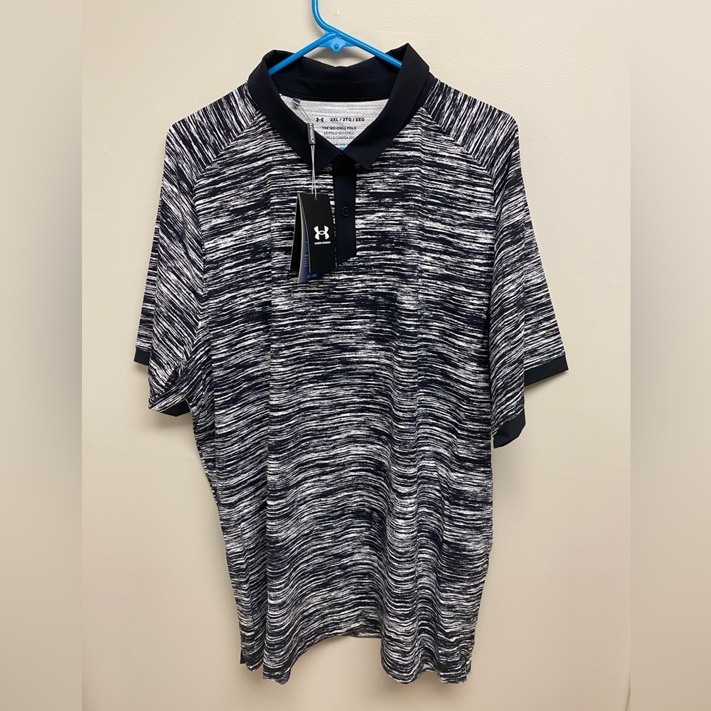 XXL black and white under armour iso-chill golf polo